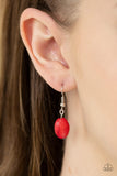 Paparazzi Grounded In ARTIFACT - Red Necklace and Matching Earrings