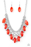 Paparazzi Spring Daydream - Red Beads - Silver Necklace and matching Earrings