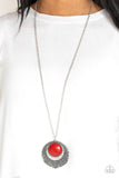 Paparazzi Medallion Meadow Red Necklace - The Jewelry Box Collection 