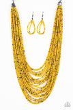 Paparazzi Rio Rainforest - Yellow Seedbead Necklace and Matching Earrings - The Jewelry Box Collection 