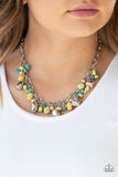 Paparazzi Quarry Trail - Yellow - Turquoise Beads - Silver Necklace and matching Earrings