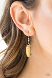 Paparazzi ICE Versa - Yellow Emerald Cut Beads - Acrylic Necklace and matching Earrings