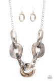 Paparazzi Courageously Chromatic - Silver - Acrylic Necklace and matching Earrings