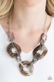 Paparazzi Courageously Chromatic - Silver - Acrylic Necklace and matching Earrings