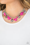 Paparazzi Terra Tranquility - Pink Teardrop Beads - Silver Necklace and matching Earrings