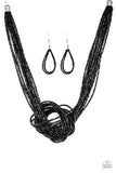 Paparazzi Knotted Knockout Black Seedbead Necklace - The Jewelry Box Collection 