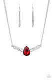 Paparazzi Way To Make An Entrance - Red Silver Necklace and Matching Earring