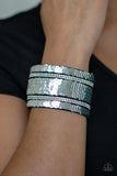 Paparazzi MERMAID Service - Green / Silver Sequin - Blinding White Rhinestones - Wrap Bracelet