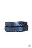 Paparazzi Under The SEQUINS - Blue / Silver - Sequin - Double Wrap - Snap Bracelet