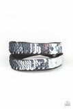 Paparazzi Under The SEQUINS - Blue / Silver - Sequin - Double Wrap - Snap Bracelet