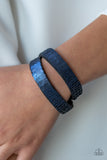 Paparazzi Under The SEQUINS - Blue / Silver - Sequin - Double Wrap - Snap Bracelet