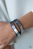 Paparazzi Under The SEQUINS - Blue / Silver - Sequin - Double Wrap - Snap Bracelet