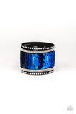 Paparazzi MERMAIDS Have More Fun - Blue / Silver - Sequin Mermaid Bracelet w/Rhinestones