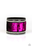 Paparazzi MERMAIDS Have More Fun - Pink / Black - Sequin Wrap - Black Suede - Snap Bracelet