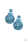 Paparazzi Head Under WATERCOLORS - Blue - Glittery Acrylic Frames - Post Earrings - The Jewelry Box Collection 