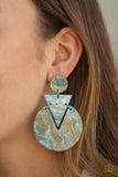 Paparazzi Head Under WATERCOLORS - Blue - Glittery Acrylic Frames - Post Earrings - The Jewelry Box Collection 