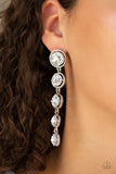 Paparazzi Drippin In Starlight - White  - Faceted Rhinestone Gems - Post Earrings
