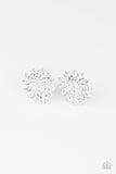 Paparazzi Brighten The Moment - White Post Earring - The Jewelry Box Collection 
