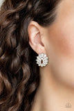Paparazzi Brighten The Moment - White Post Earring - The Jewelry Box Collection 
