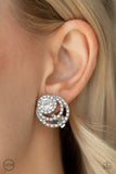 Paparazzi Epic Epicenter White Clip on Earrings