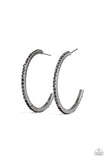 Paparazzi Rhinestone Revamp Black Hoop Earring - The Jewelry Box Collection 