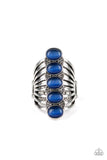 Paparazzi BLING Your Heart Out - Blue - Cat's Eye Moonstones - White Rhinestones - Ring - The Jewelry Box Collection 