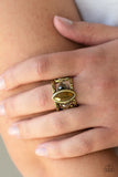 Paparazzi Major Majestic - Brass - Hematite Rhinestones, Aurum Marquise Cut - Ring