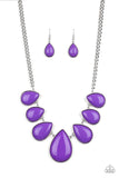 Paparazzi Drop Zone Purple Shiny Teardrop Necklace & Earrings - The Jewelry Box Collection 