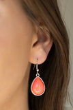 Paparazzi Drop Zone - Orange- Shiny Teardrop - Silver Chain - Necklace & Earrings