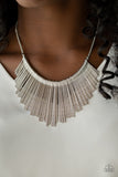 Paparazzi Metallic Mane Silver Necklace and matching Earrings