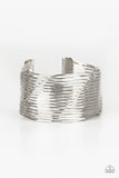 Paparazzi Retro Revamp - Silver - Stacked Bars - Edgy Cuff Bracelet