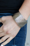 Paparazzi Retro Revamp - Silver - Stacked Bars - Edgy Cuff Bracelet