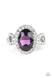 Paparazzi Magnificent Majesty - Purple Gem - White Rhinestones - Dainty Band Ring