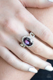 Paparazzi Magnificent Majesty - Purple Gem - White Rhinestones - Dainty Band Ring