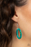 Paparazzi Turn Up The Heat - Blue Acrylic Links - Silver Chain Necklace and matching Earrings