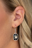 Paparazzi Killer Knockout - Silver Gunmetal gem Necklace with Matching Earrings ]