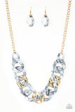 Paparazzi I Have A HAUTE Date - White - Acrylic Faux Marble Finish - Gold Necklace and matching Earrings