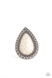 Paparazzi Santa Fe Storm - Silver - White Stone - Ring