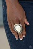 Paparazzi Santa Fe Storm - Silver - White Stone - Ring