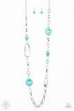 Paparazzi Artisan Artifact Turquoise Stones Silver Oval Hoops Necklace September 2019 Fashion Fix - The Jewelry Box Collection 