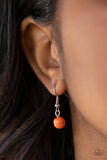 Paparazzi Desert Plumes - Orange Stone - Silver Feathers - Necklace and matching Earrings