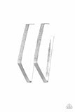 Paparazzi Way Over The Edge - Silver - Hammered Glittery Finish - Hoop Earrings