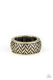 Paparazzi Survival Skills - Brass - Antiqued Finish - Embossed Thick Brass Band - Men's Collection - Ring