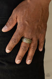 Paparazzi Survival Skills - Brass - Antiqued Finish - Embossed Thick Brass Band - Men's Collection - Ring