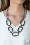 Paparazzi Take Charge - Black - Gunmetal Chains - Hammered Links - Necklace and matching Earrings - Life of the Party Exclusive October 2019