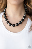 Paparazzi Uptown Heiress Black Pearl Necklace and Matching Earrings
