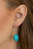 Paparazzi Island Queen - Blue - Turquoise Stone - Silver Hammer, Studded, Embossed Filigree Necklace and matching Earrings