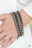 Paparazzi Metallic Horizon - Black - Gunmetal and Silver Chains - Bracelet