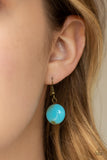 Paparazzi Full Out Fringe - Blue - Acrylic Beads - Antiqued Brass Beads and Chain Necklace, Matching Earrings