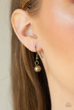 Paparazzi Industrial Intensity - Brass - Teardrops and Pearly Brass Beads - Necklace and matching Earrings